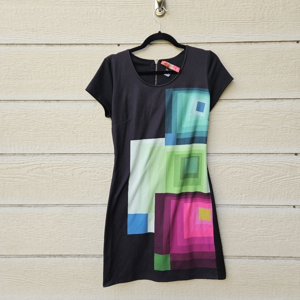 Desigual geometric print t-shirt dress multicolor medium